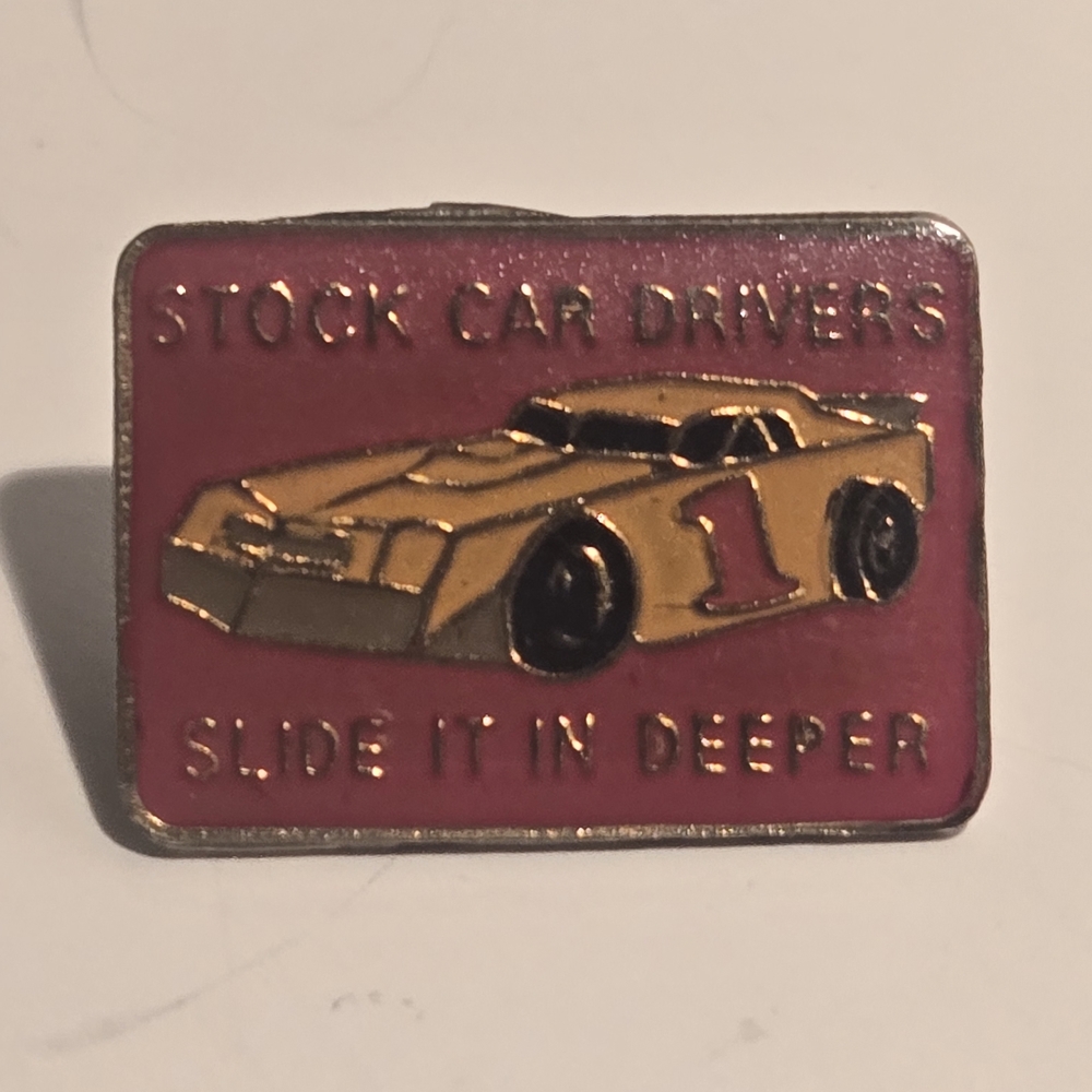 Stock Car Drivers Enamel Pin - Red and Gold